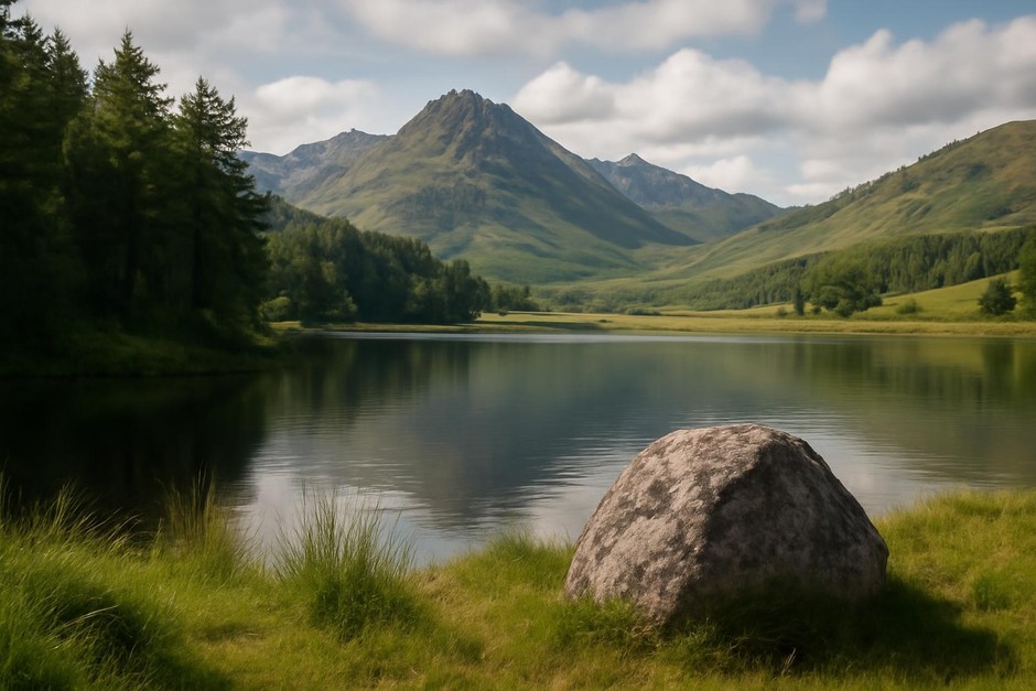 A landscape photo showing foreground, midground and background elements with balanced composition